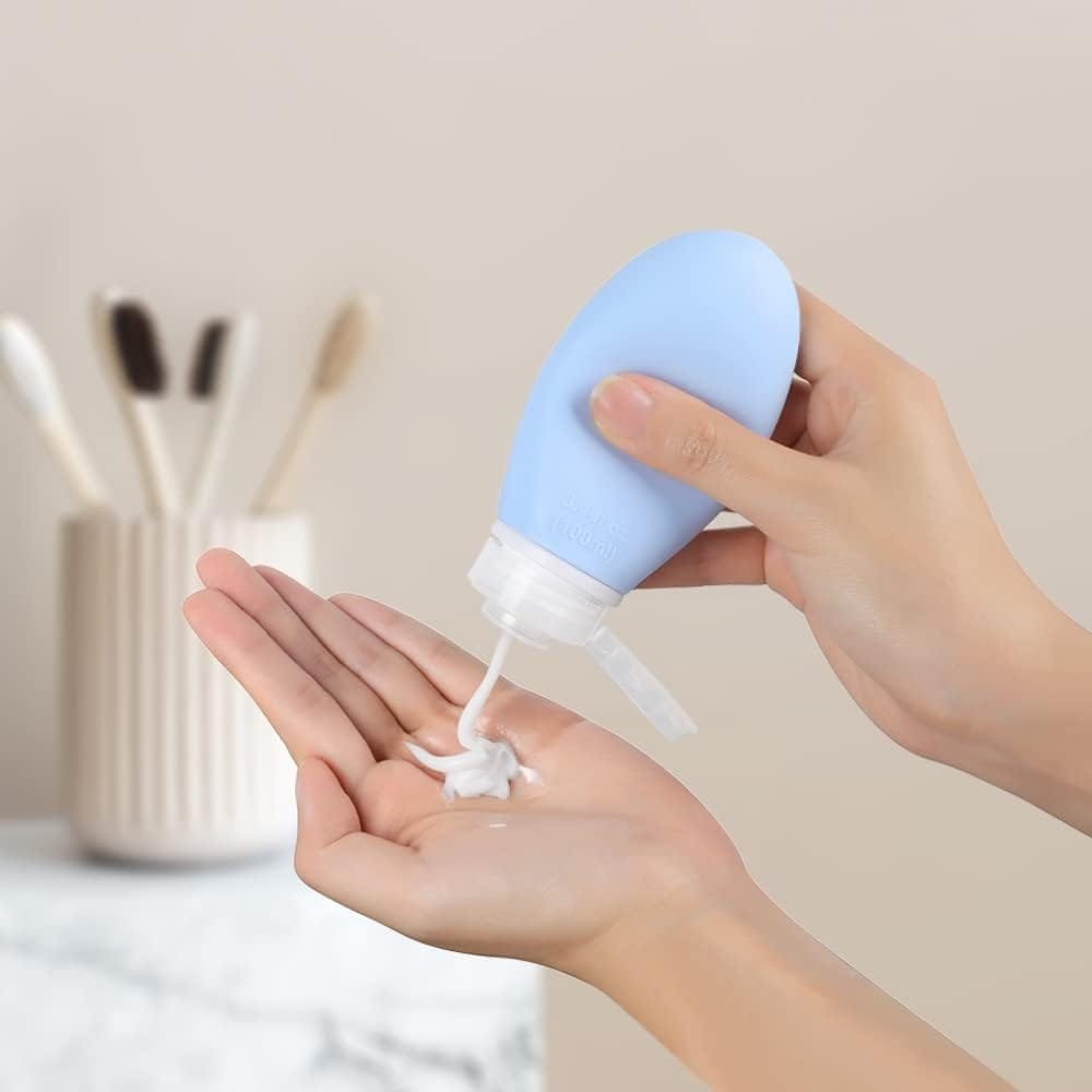 Opret Botes Viaje Rellenables 100ml 4 Piezas, Botellas de Viaje Silicona para Gel y Champu, Botes Viaje a Prueba de Fugas para Gel, Champús, Lociones y Artículos de Tocador, FDA Certificado Sin BPA - Imagen 6