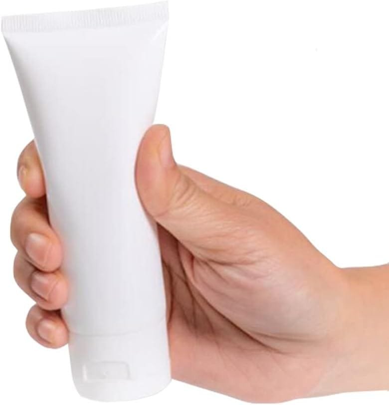 20 tubos vacíos de plástico blanco de 50 ml para loción cosmética, botellas de compresión rellenables, muestras de maquillaje de viaje, artículos de tocador, limpiador facial, champú, gel de ducha, - Imagen 3