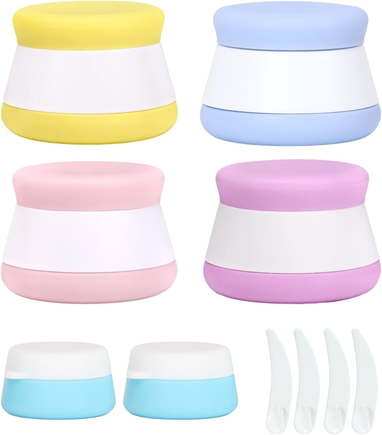 10 tarros de viaje de silicona impermeables, tocador multifunción con tapas herméticas para loción, cosméticos y artículos de tocador