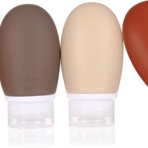 Botellas de Viaje,4 paquete 60ml silicona Botella de viaje a prueba de fugas exprimiendo portátiles contenedores recipientes para champús,lociones y artículos de tocador