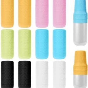Aucuu 12PCS Fundas de silicona para botellas de viaje, Mangas elásticas para Viajes a Prueba de Fugas, Fundas de Silicona para artículos de tocador de Viaje, para artículos de tocador