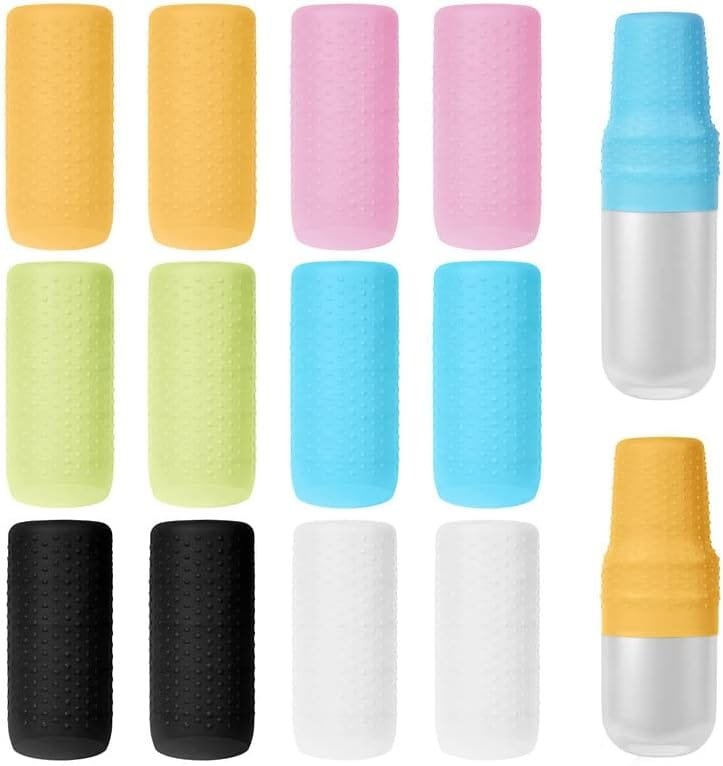 Aucuu 12PCS Fundas de silicona para botellas de viaje, Mangas elásticas para Viajes a Prueba de Fugas, Fundas de Silicona para artículos de tocador de Viaje, para artículos de tocador