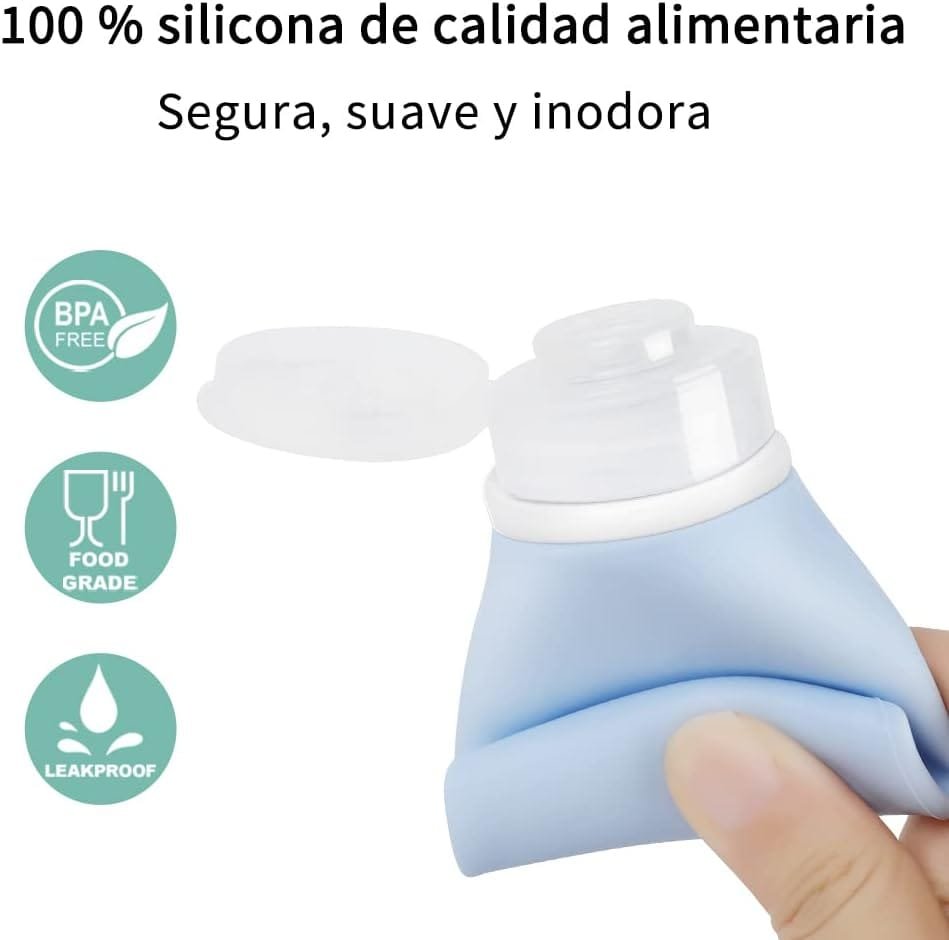 Opret Botes Viaje Rellenables 100ml 4 Piezas, Botellas de Viaje Silicona para Gel y Champu, Botes Viaje a Prueba de Fugas para Gel, Champús, Lociones y Artículos de Tocador, FDA Certificado Sin BPA - Imagen 3