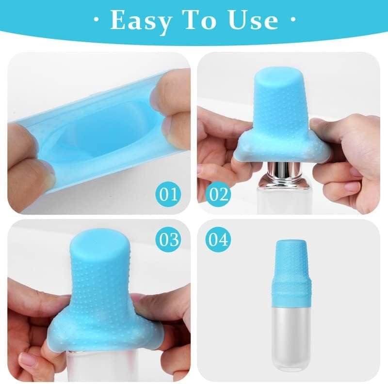 Aucuu 12PCS Fundas de silicona para botellas de viaje, Mangas elásticas para Viajes a Prueba de Fugas, Fundas de Silicona para artículos de tocador de Viaje, para artículos de tocador - Imagen 4