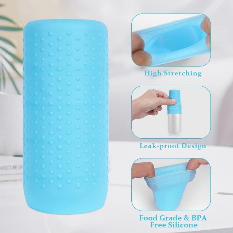 Aucuu 12PCS Fundas de silicona para botellas de viaje, Mangas elásticas para Viajes a Prueba de Fugas, Fundas de Silicona para artículos de tocador de Viaje, para artículos de tocador - Imagen 3