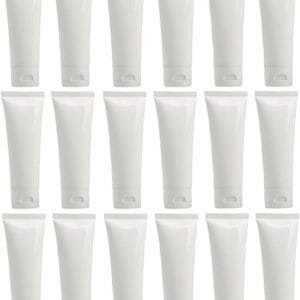 20 tubos vacíos de plástico blanco de 50 ml para loción cosmética, botellas de compresión rellenables, muestras de maquillaje de viaje, artículos de tocador, limpiador facial, champú, gel de ducha,