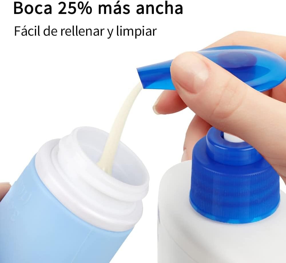 Opret Botes Viaje Rellenables 100ml 3 Piezas, Botellas de Viaje Silicona para Gel y Champu, Botes Viaje a Prueba de Fugas para Gel, Champús, Lociones y Artículos de Tocador, FDA Certificado Sin BPA - Imagen 5