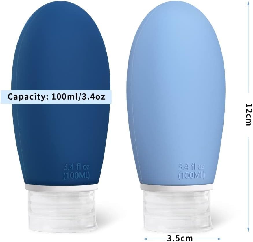 Opret Botes Viaje Rellenables 100ml 3 Piezas, Botellas de Viaje Silicona para Gel y Champu, Botes Viaje a Prueba de Fugas para Gel, Champús, Lociones y Artículos de Tocador, FDA Certificado Sin BPA - Imagen 2