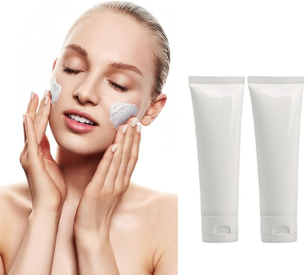 20 tubos vacíos de plástico blanco de 50 ml para loción cosmética, botellas de compresión rellenables, muestras de maquillaje de viaje, artículos de tocador, limpiador facial, champú, gel de ducha, - Imagen 4