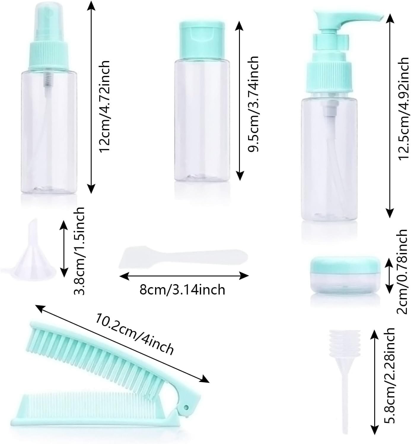 Botes Viaje,Botes de Viaje a Prueba de Fugas,Botellas de Viaje de Plástico,Contenedores de Viaje Recargables,Kit Viaje Avion para Artículos de Aseo de Viaje para Cosméticos,Gel - Imagen 3