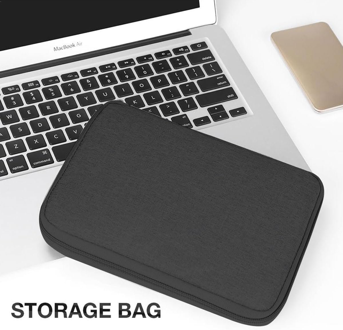 EORPAVU organizador cables viaje,Bolsa para guardar cables, artículos de viaje, artículos esenciales para viajes de vacaciones, bolsa de almacenamiento para viajes, 18,5 x 14 x 2 cm (negro) - Imagen 6