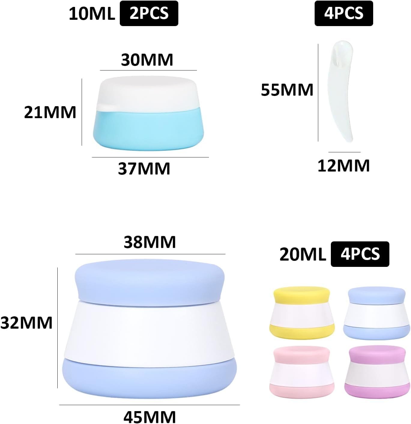 10 tarros de viaje de silicona impermeables, tocador multifunción con tapas herméticas para loción, cosméticos y artículos de tocador - Imagen 2