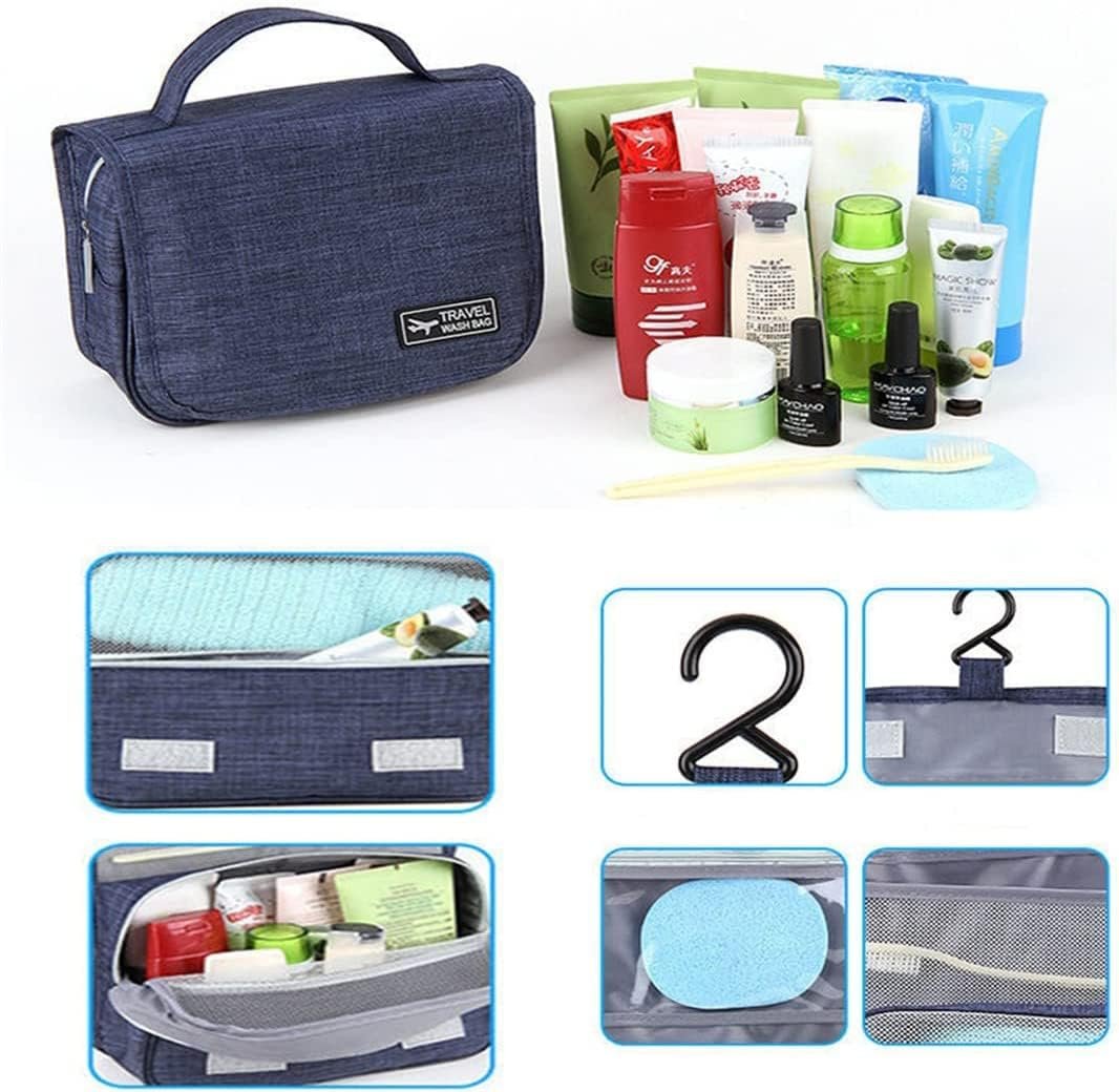 Neceser de viaje,Bolsa de aseo de viaje suspendida,Multi-compartimentos para organizar artículos personales,Gancho de metal para colgar, Azul marino - Imagen 5