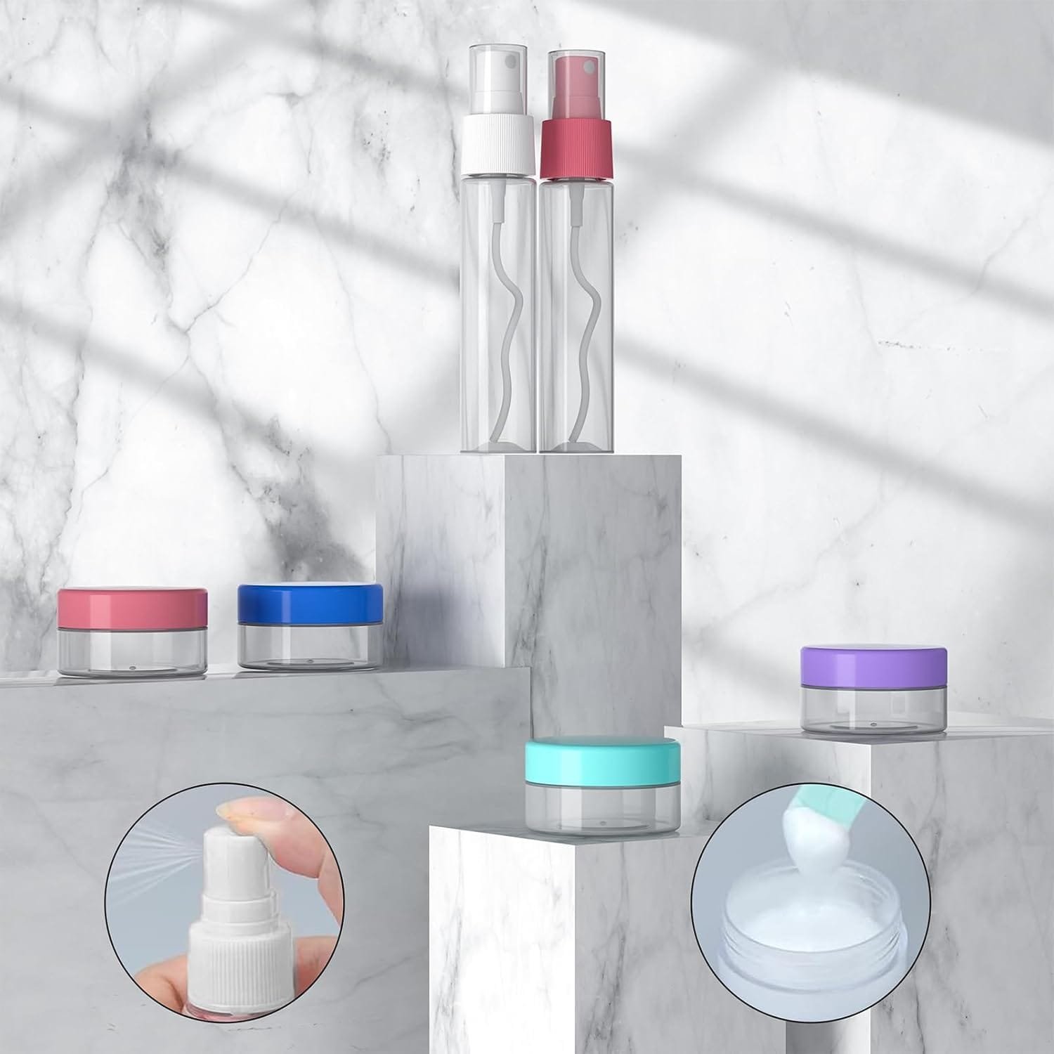 16 Pack Juego de Botellas de Viaje Silicona - Botes Rellenables para Viaje, Para Champús Lociones y Artículos de Tocador, a Prueba de Fugas - Imagen 3