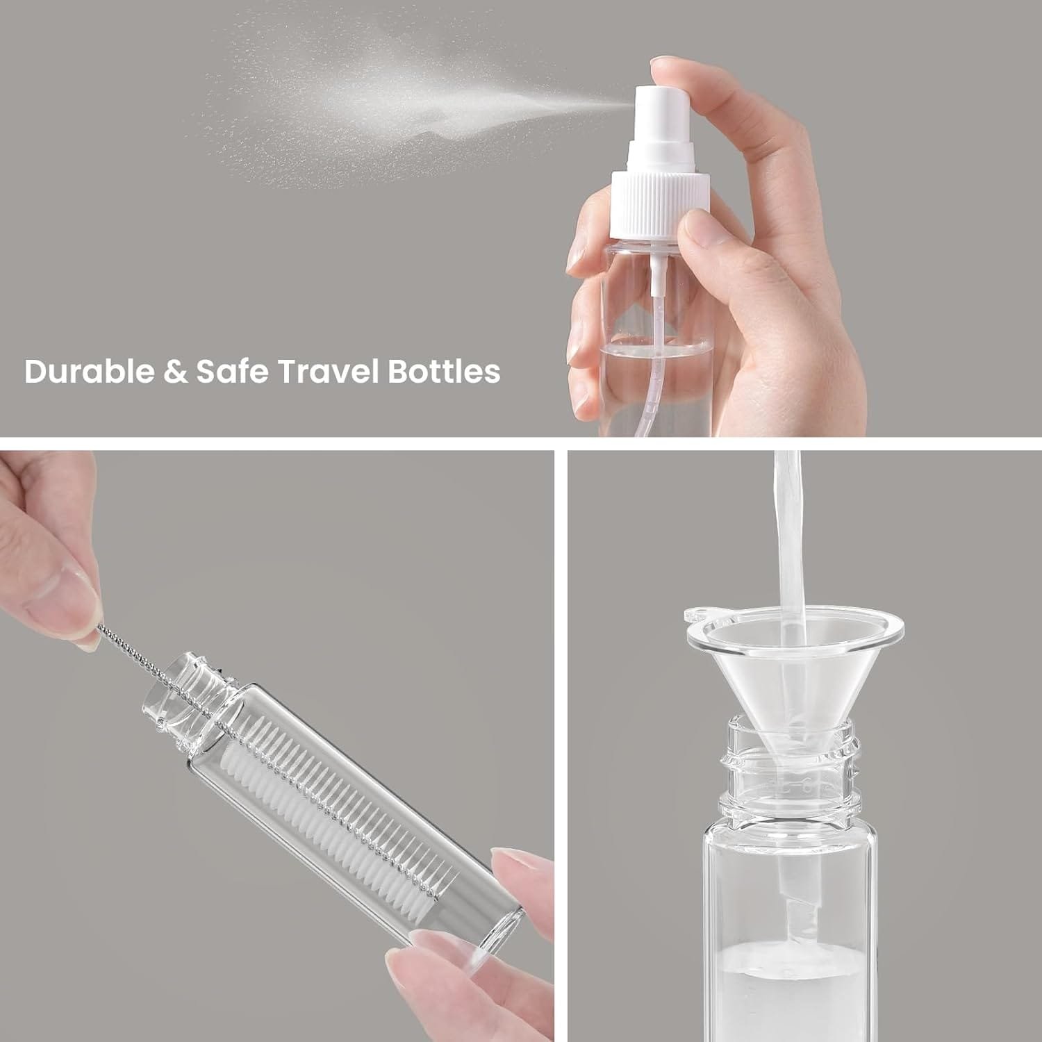 100mlX4 Botellas de Viaje Silicona - Botes Rellenables Viaje, 17 Pack Juego de Botellas Viaje para Champús Lociones y Artículos de Tocador, a Prueba de Fugas, FDA Certificado Sin BPA - Imagen 5