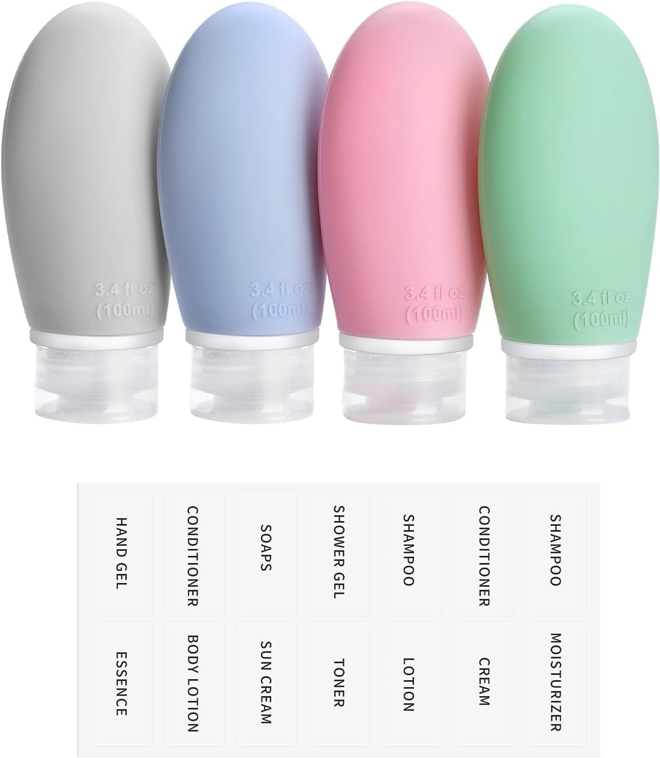 Opret Botes Viaje Rellenables 100ml 4 Piezas, Botellas de Viaje Silicona para Gel y Champu, Botes Viaje a Prueba de Fugas para Gel, Champús, Lociones y Artículos de Tocador, FDA Certificado Sin BPA - Imagen 9