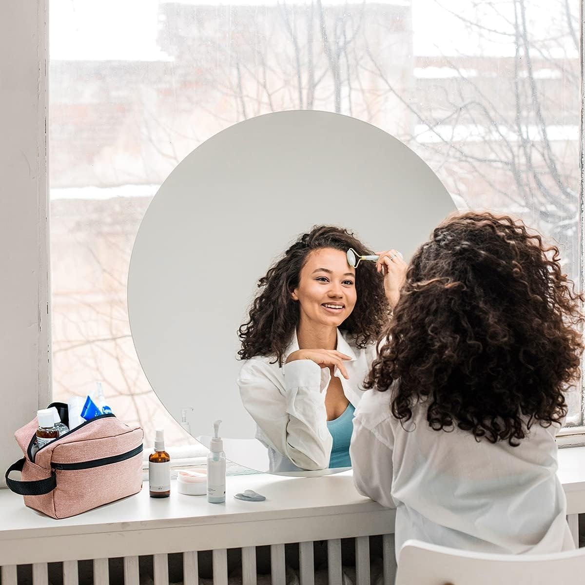 FUNSEED Neceser de viaje para mujeres y hombres, bolsa de afeitado resistente al agua para accesorios de artículos de tocador, bolsas de almacenamiento plegables con divisor y asa para cosméticos, - Imagen 5