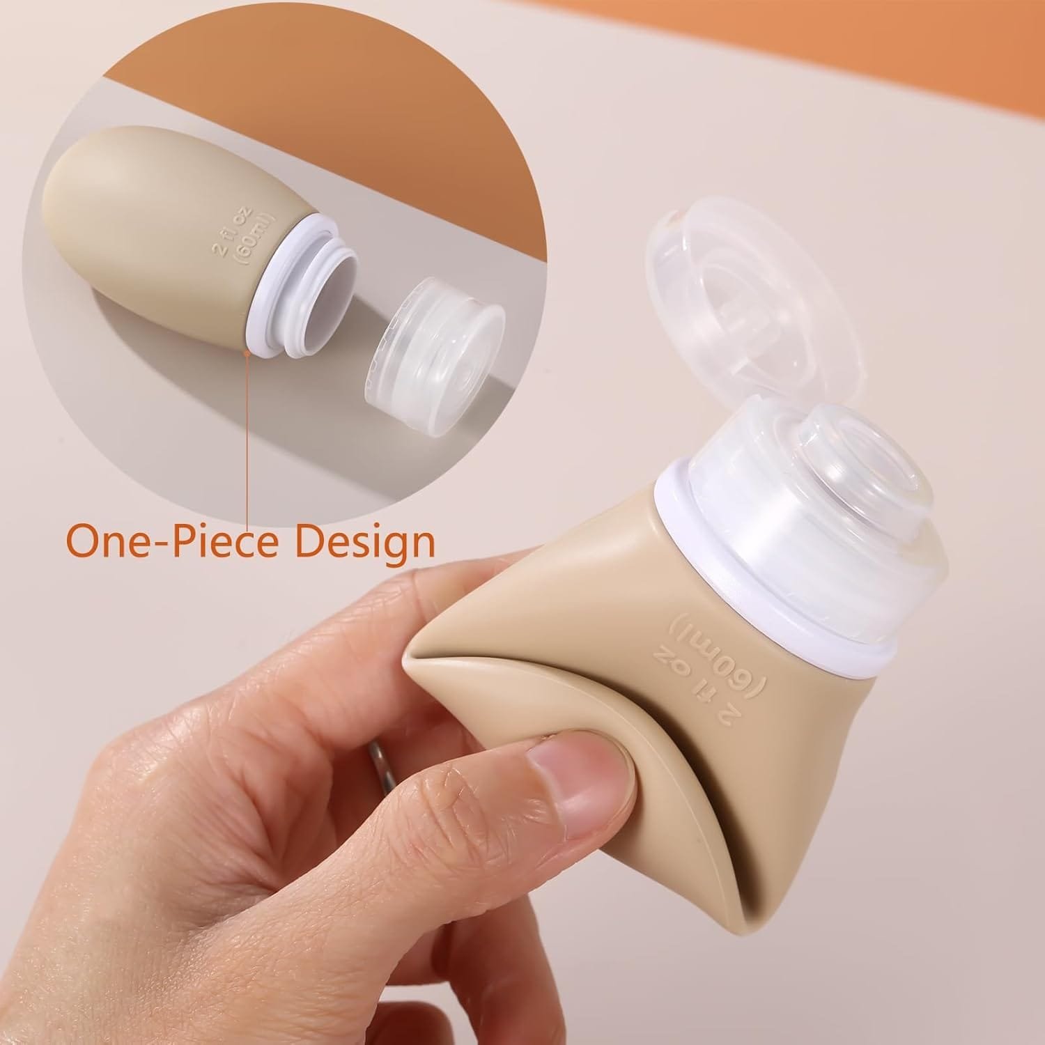 Botellas de Viaje,4 paquete 60ml silicona Botella de viaje a prueba de fugas exprimiendo portátiles contenedores recipientes para champús,lociones y artículos de tocador - Imagen 2