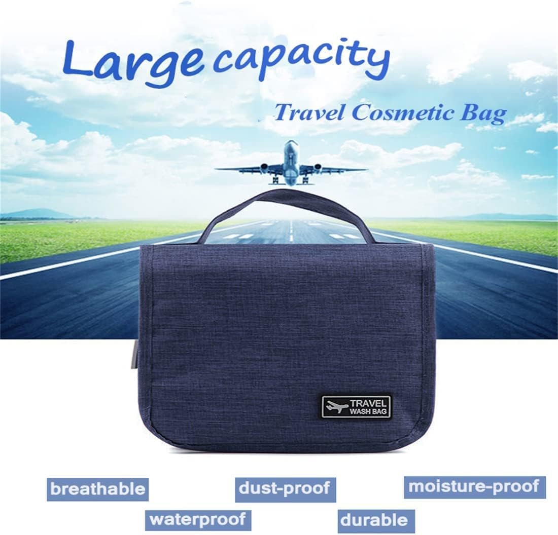 Neceser de viaje,Bolsa de aseo de viaje suspendida,Multi-compartimentos para organizar artículos personales,Gancho de metal para colgar, Azul marino - Imagen 3