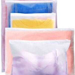 Annhao 30 Piezas Bolsas de Almacenamiento de Viaje, Reutilizable Bolsa de Transparente Esmeriladas Plástico Organizador de Viaje con Cierre Ziplock para Ropa, Bragas, Zapatos, Cosméticos (5 Tamaños)