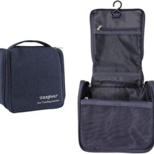 Derbway Bolso de Tocador con Ganchos, Neceser para Viaje Impermeable, Bolsillos Múltiples para Varios Artículos - Azul