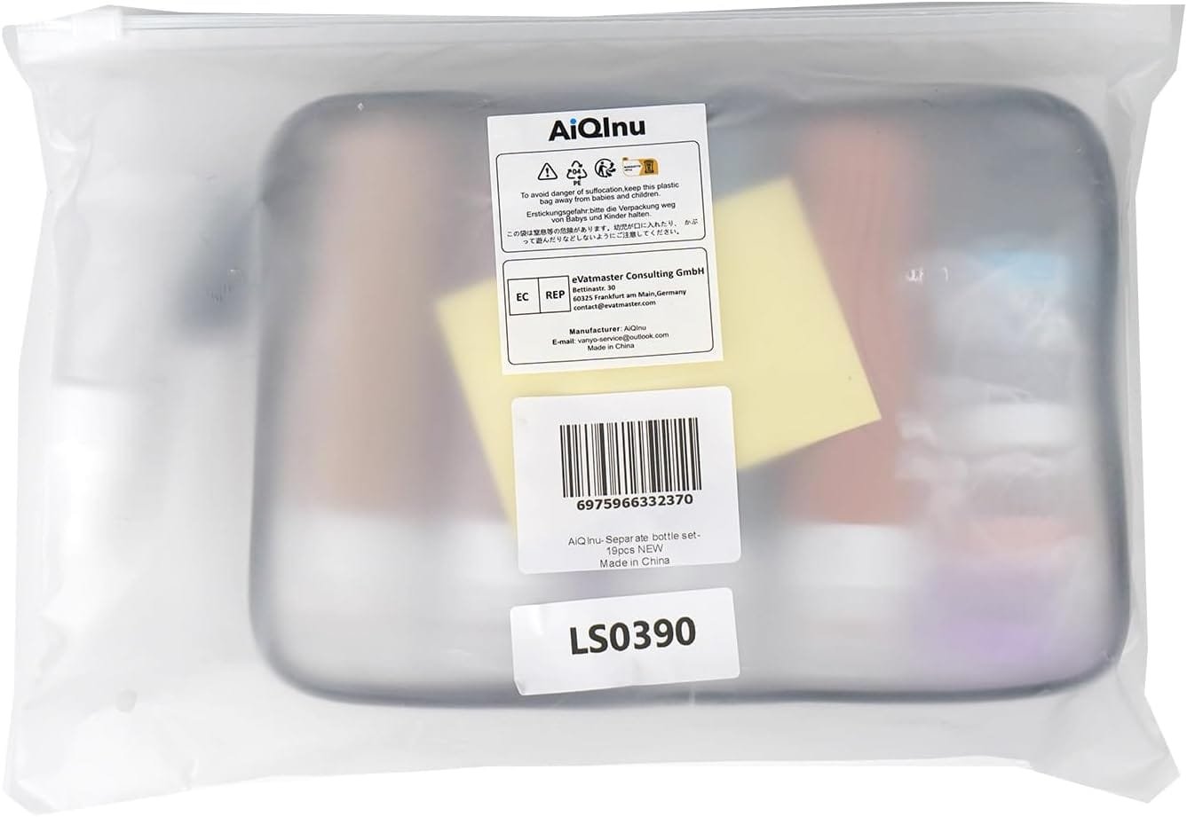 AiQInu Juego De Botellas De Viaje, 19 Pack Botellas De Viaje Silicona 90ml, Botes Rellenables Viaje A Prueba De Fugas Para Gel, ChampúS, Lociones Y ArtíCulos De Tocador, Sin BPA - Imagen 8