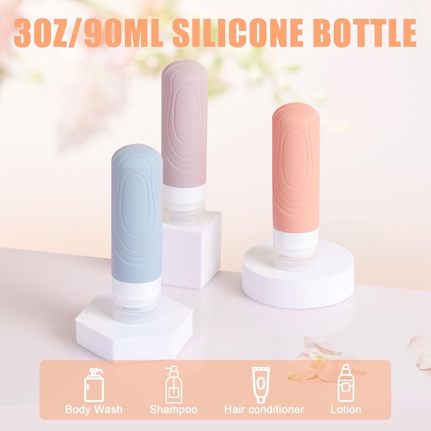 AiQInu Juego De Botellas De Viaje, 19 Pack Botellas De Viaje Silicona 90ml, Botes Rellenables Viaje A Prueba De Fugas Para Gel, ChampúS, Lociones Y ArtíCulos De Tocador, Sin BPA - Imagen 3