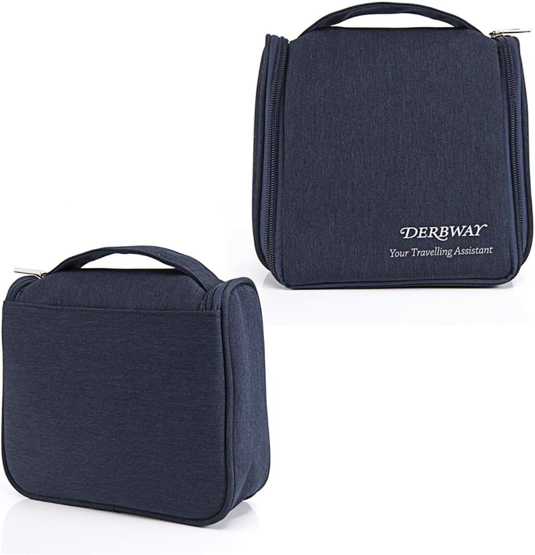 Derbway Bolso de Tocador con Ganchos, Neceser para Viaje Impermeable, Bolsillos Múltiples para Varios Artículos - Azul - Imagen 7