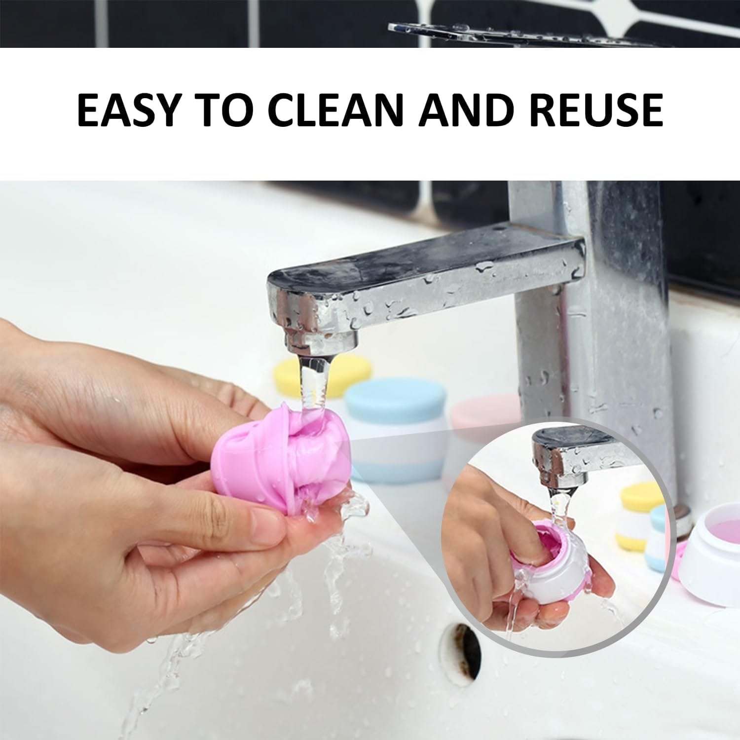 10 tarros de viaje de silicona impermeables, tocador multifunción con tapas herméticas para loción, cosméticos y artículos de tocador - Imagen 6