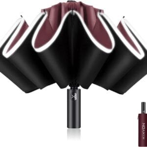 XIXVON Paraguas Pro | UPF 50+ 99% De ProteccióN UV, Banda De Seguridad Reflectante, Resistente Al Viento, PortáTil, AutomáTico | Paraguas Plegable Inverso