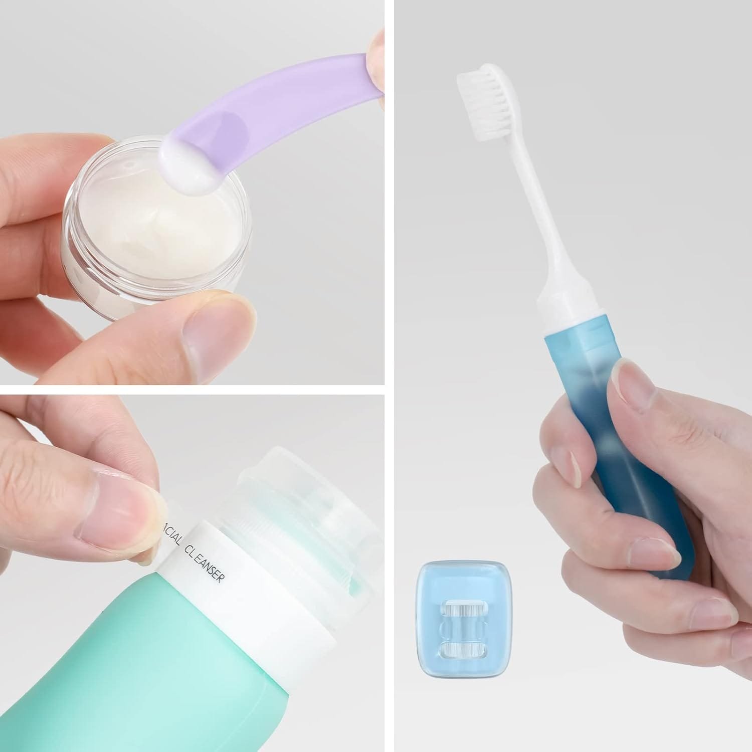 100mlX4 Botellas de Viaje Silicona - Botes Rellenables Viaje, 17 Pack Juego de Botellas Viaje para Champús Lociones y Artículos de Tocador, a Prueba de Fugas, FDA Certificado Sin BPA, Vistoso - Imagen 4