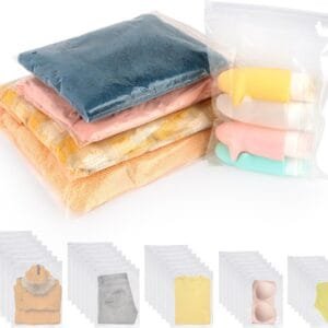 35 Piezas Bolsas de Almacenamiento de Viaje,Reutilizable Bolsa de Transparente Esmeriladas,Organizadores de Embalaje de Viaje,para Ropa, Bragas, Zapatos, Cosméticos,Artículos de Aseo