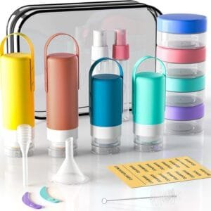 16 Pack Juego de Botellas de Viaje Silicona - Botes Rellenables para Viaje, Para Champús Lociones y Artículos de Tocador, a Prueba de Fugas