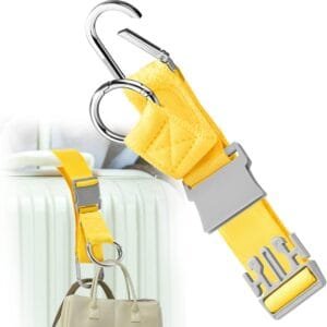 Correa de Equipaje, Agarre elástico para Chaqueta con Velcro con Gancho y Hebilla en Forma de D, Correa para artículos pequeños, Accesorios de Viaje para cinturón, Libera Sus Manos,Color de maíz