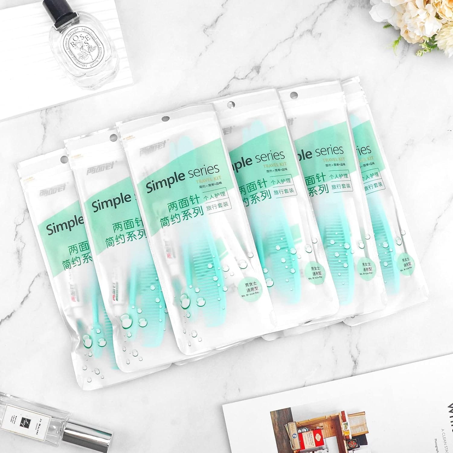 Artículos De Tocador De Viaje, Juego De Artículos De Tocador De Viaje con Cepillo De Dientes, Pasta De Dientes, Peine, Champú, Gel De Ducha, Gorro De Ducha Y Jabón (50 Juegos) - Imagen 5