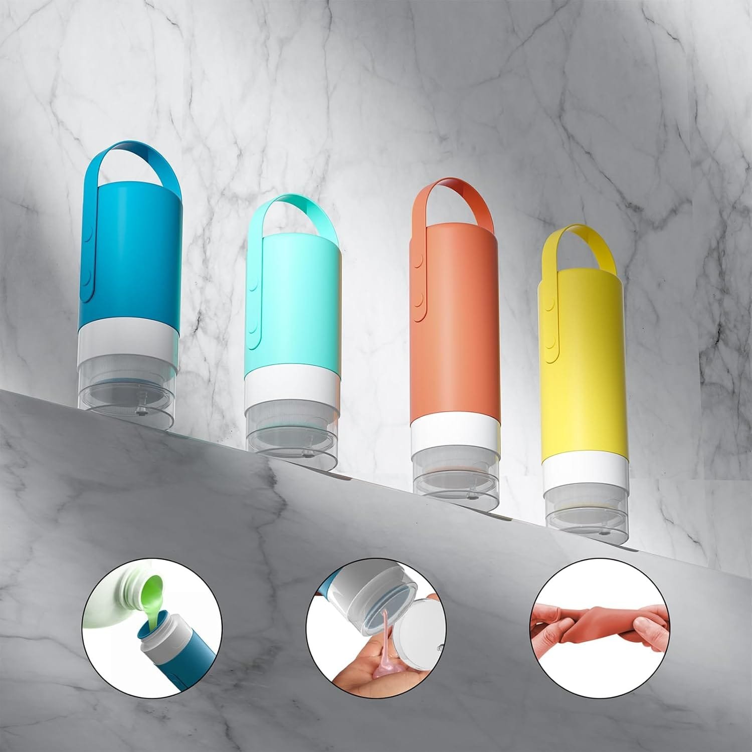 16 Pack Juego de Botellas de Viaje Silicona - Botes Rellenables para Viaje, Para Champús Lociones y Artículos de Tocador, a Prueba de Fugas - Imagen 2