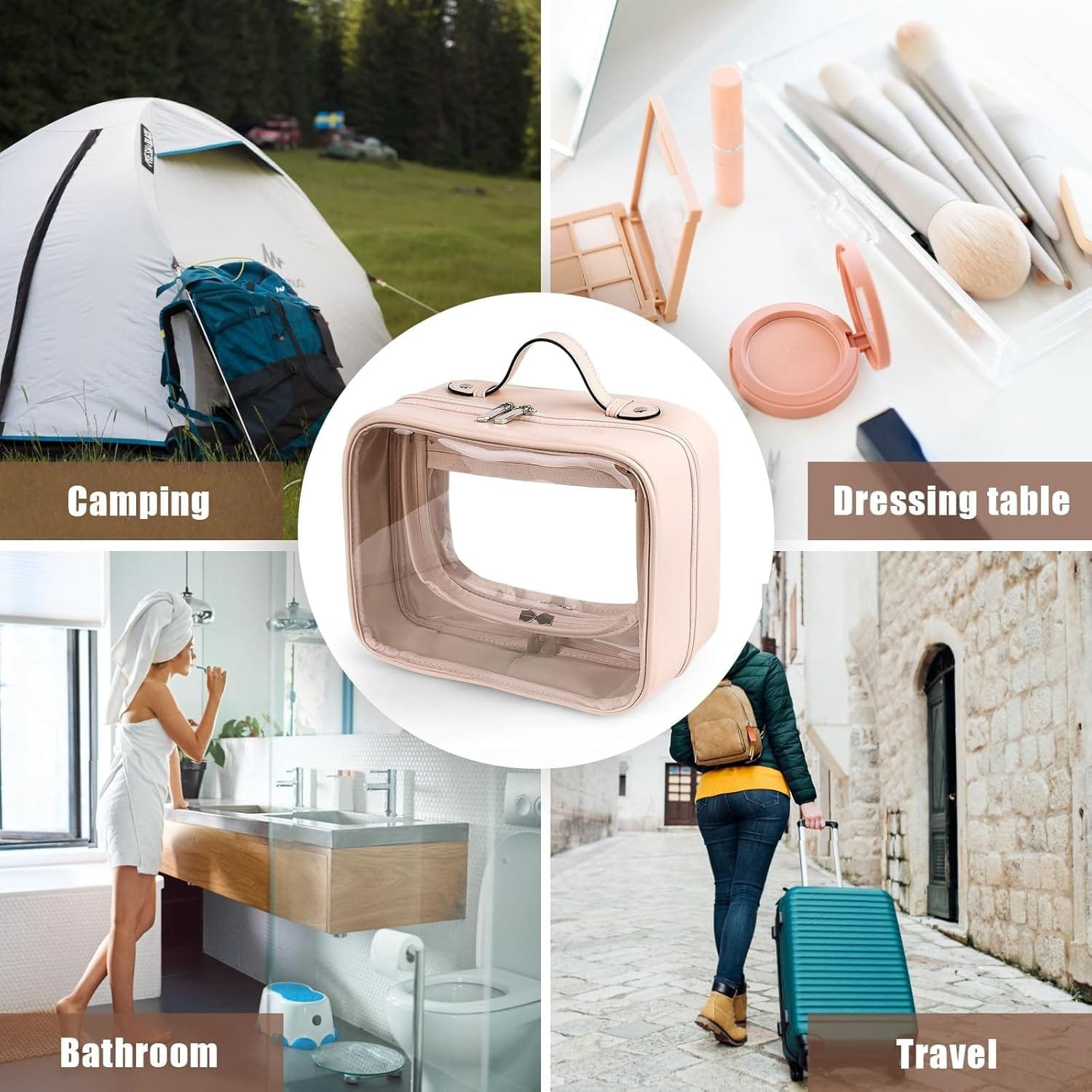 Bolsa de Aseo de PVC Transparente, Lychii Bolsa de Viaje, Transparente, Organizador de cosméticos, Bolsa de Maquillaje para artículos de Tocador, Líquidos, Cremas y Cosméticos - Imagen 6