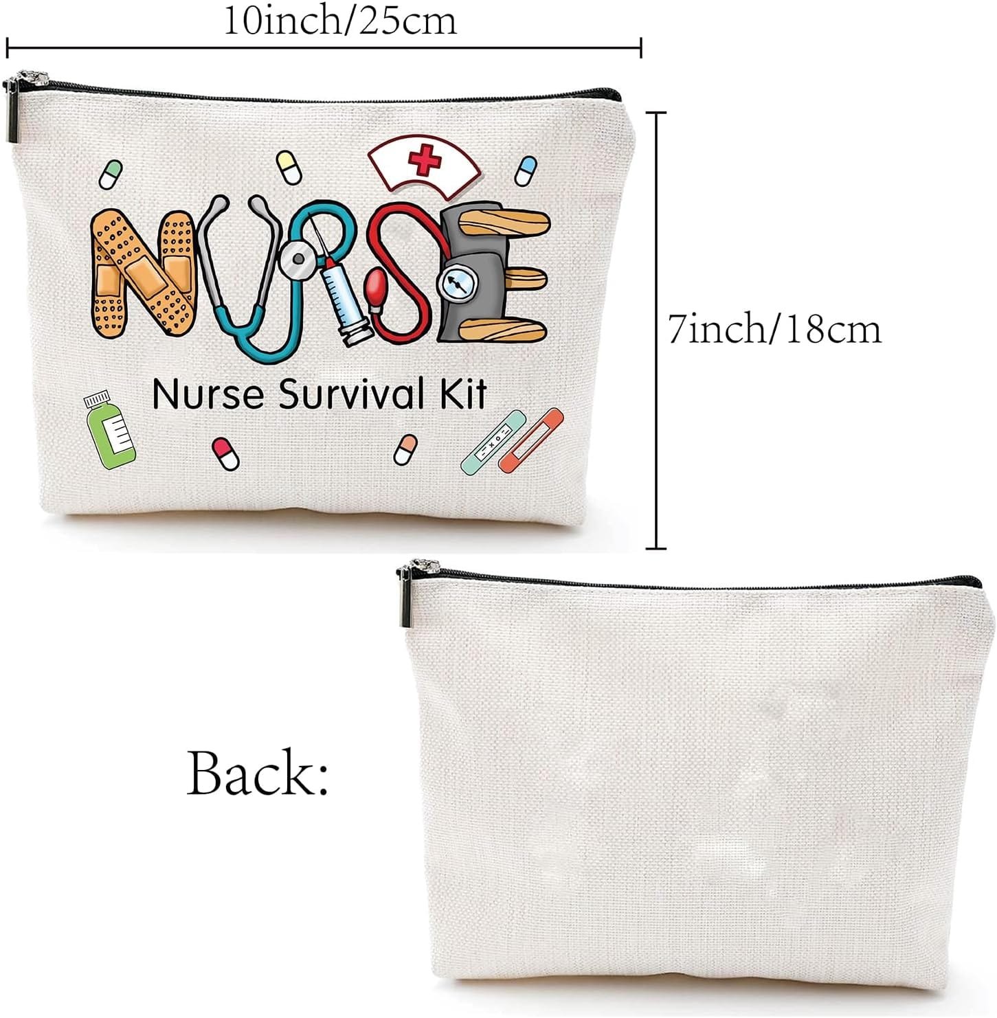 CREATCABIN Bolsa Kit Supervivencia para Enfermeras,Bolsa Maquillaje Multiusos,Estuche Lona,Artículos Tocador,Bolsa Viaje Divertida Cremallera,Suministros Escolares,Regalos para Practicantes 25x18cm - Imagen 2