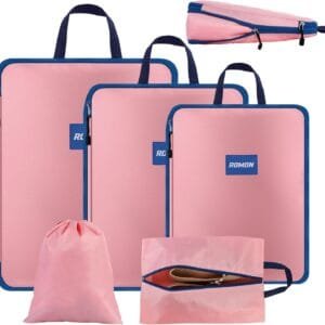 Romon Bolsas Compresion Viaje, 5 Piezas Bolsas Organizadoras Maleta de Viaje, Impermeable Juego de Cubos de Embalaje con Compresión, Para Ropa,Cosméticos,Equipaje