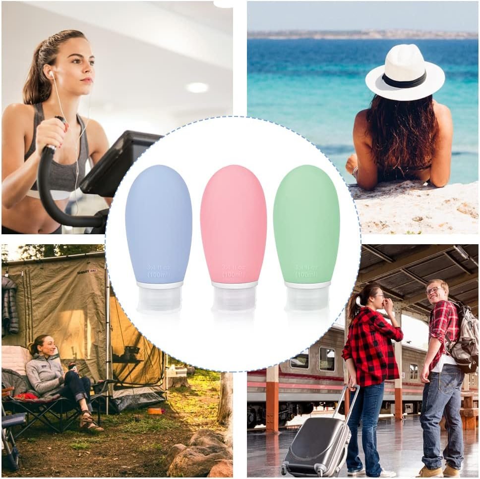 Opret Botes Viaje Rellenables 100ml 4 Piezas, Botellas de Viaje Silicona para Gel y Champu, Botes Viaje a Prueba de Fugas para Gel, Champús, Lociones y Artículos de Tocador, FDA Certificado Sin BPA - Imagen 8