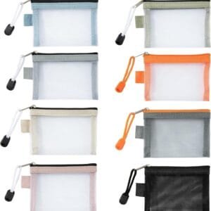 Mini Bolsa de Neceser con Cremallera, Artículos Tocador Cartera Pequeñ Malla Viaje Portátil Monedero, para Tarjetas Cables Maquillaje Accesorios Cosméticos (8 Piezas)