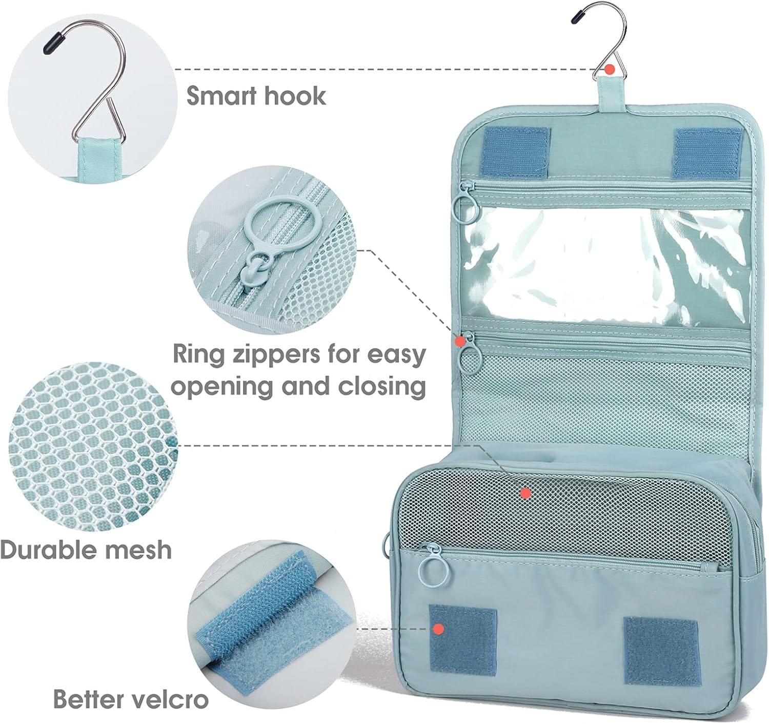 Neceser Colgante Bolsa de Aseo Viaje Maquillaje Organizador Mujer Niñas (Cielo Azul) - Imagen 5