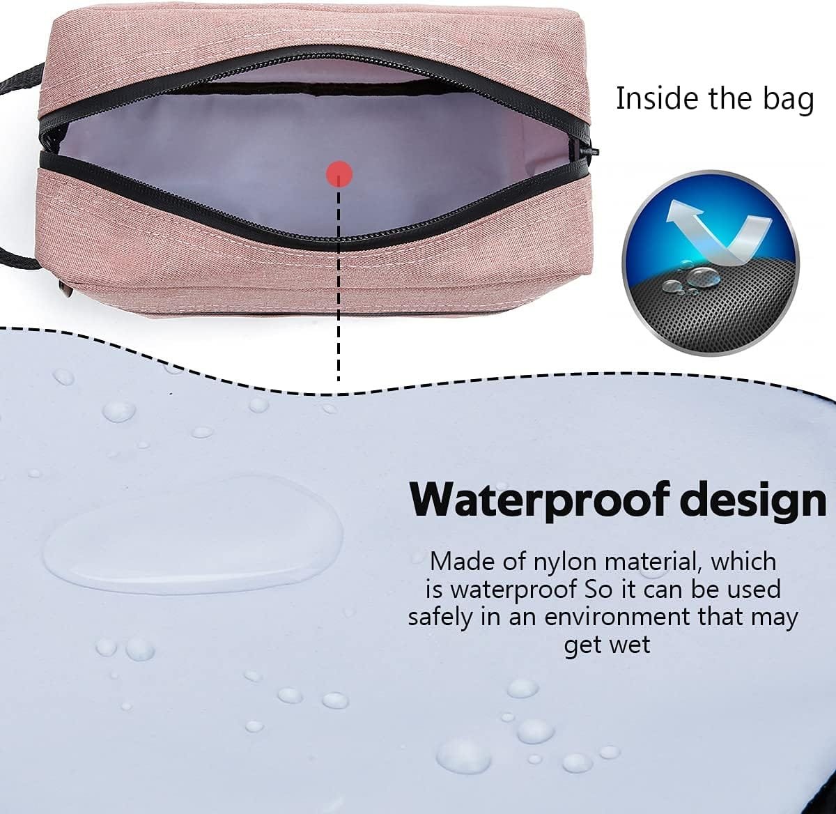 FUNSEED Neceser de viaje para mujeres y hombres, bolsa de afeitado resistente al agua para accesorios de artículos de tocador, bolsas de almacenamiento plegables con divisor y asa para cosméticos, - Imagen 2