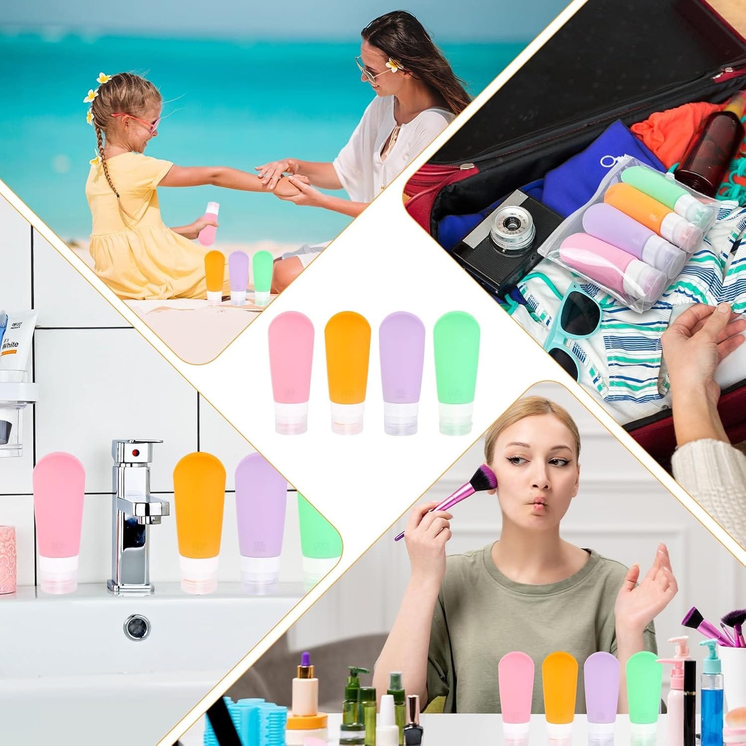 AiQInu Botes Viaje Rellenables 90ml, 4 Piezas Botellas de Viaje de Silicona Prueba de Fugas para Champús, Lociones y Artículos de Tocador, FDA Certificado Sin BPA - Imagen 7