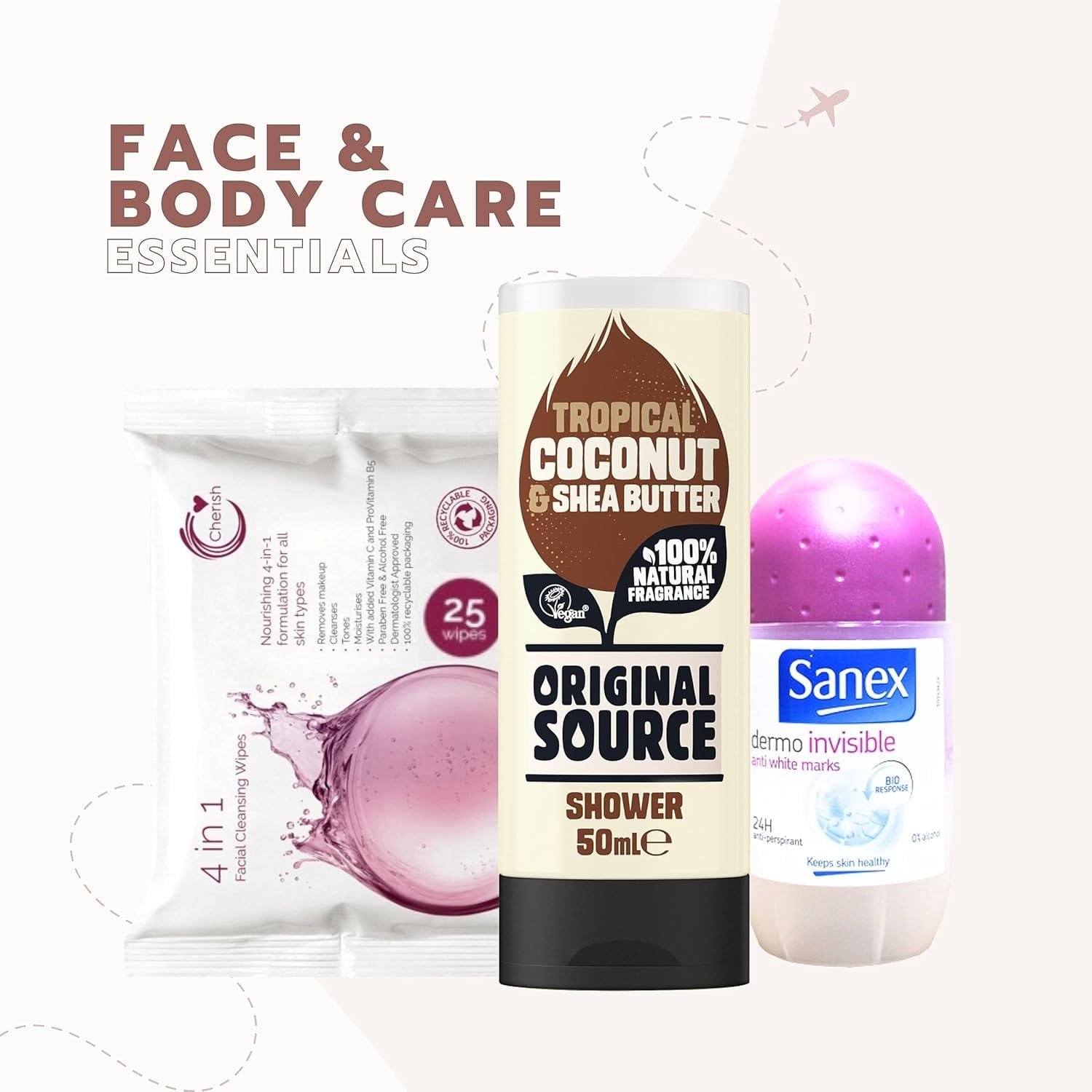 Minijuego de artículos de tocador esenciales para mujer, tamaño de viaje, para vacaciones, hospital, maternidad, bolsa de viaje transparente, aprobado por seguridad aeroportuaria, Black - Imagen 4