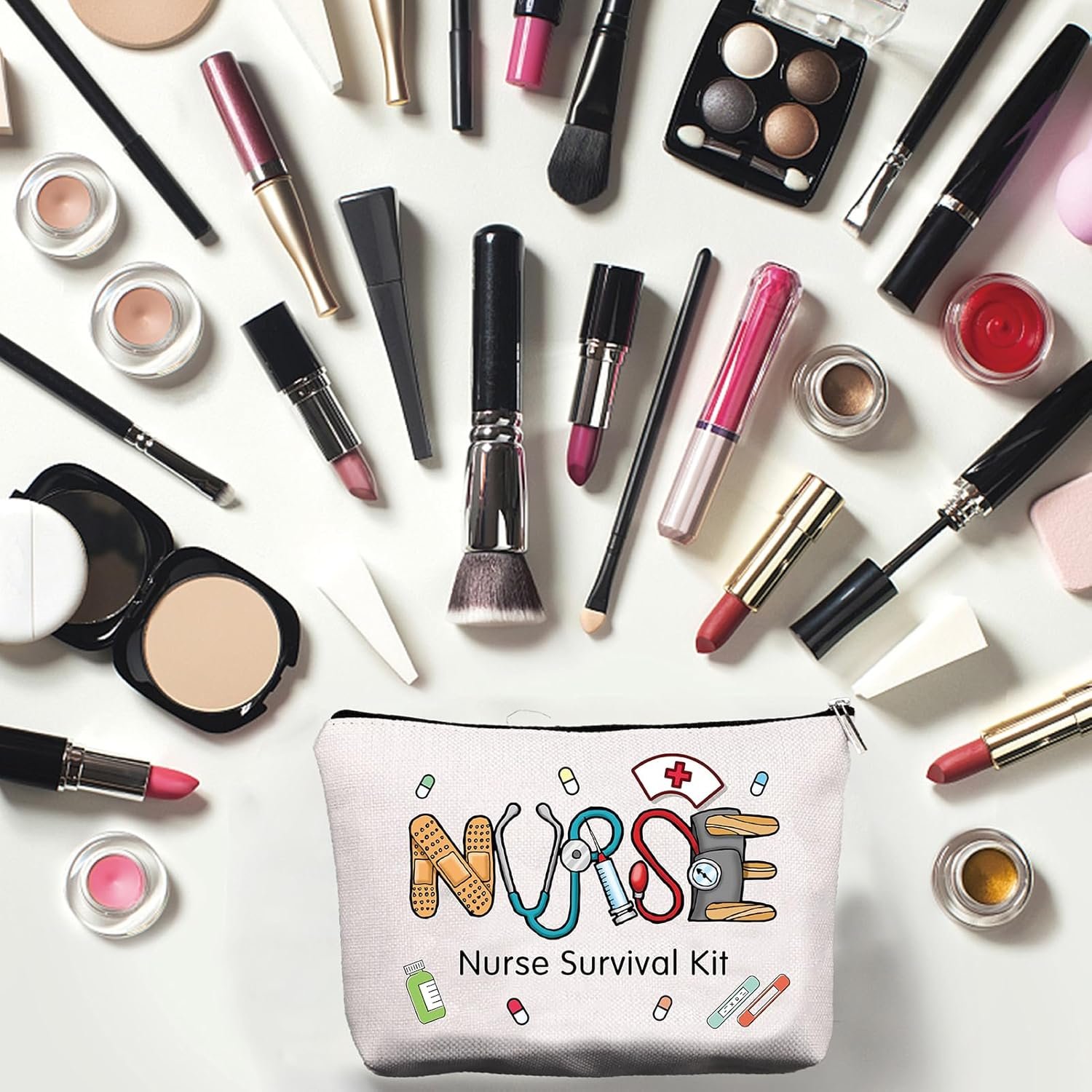 CREATCABIN Bolsa Kit Supervivencia para Enfermeras,Bolsa Maquillaje Multiusos,Estuche Lona,Artículos Tocador,Bolsa Viaje Divertida Cremallera,Suministros Escolares,Regalos para Practicantes 25x18cm - Imagen 7