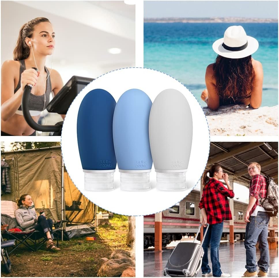 Opret Botes Viaje Rellenables 100ml 3 Piezas, Botellas de Viaje Silicona para Gel y Champu, Botes Viaje a Prueba de Fugas para Gel, Champús, Lociones y Artículos de Tocador, FDA Certificado Sin BPA - Imagen 6