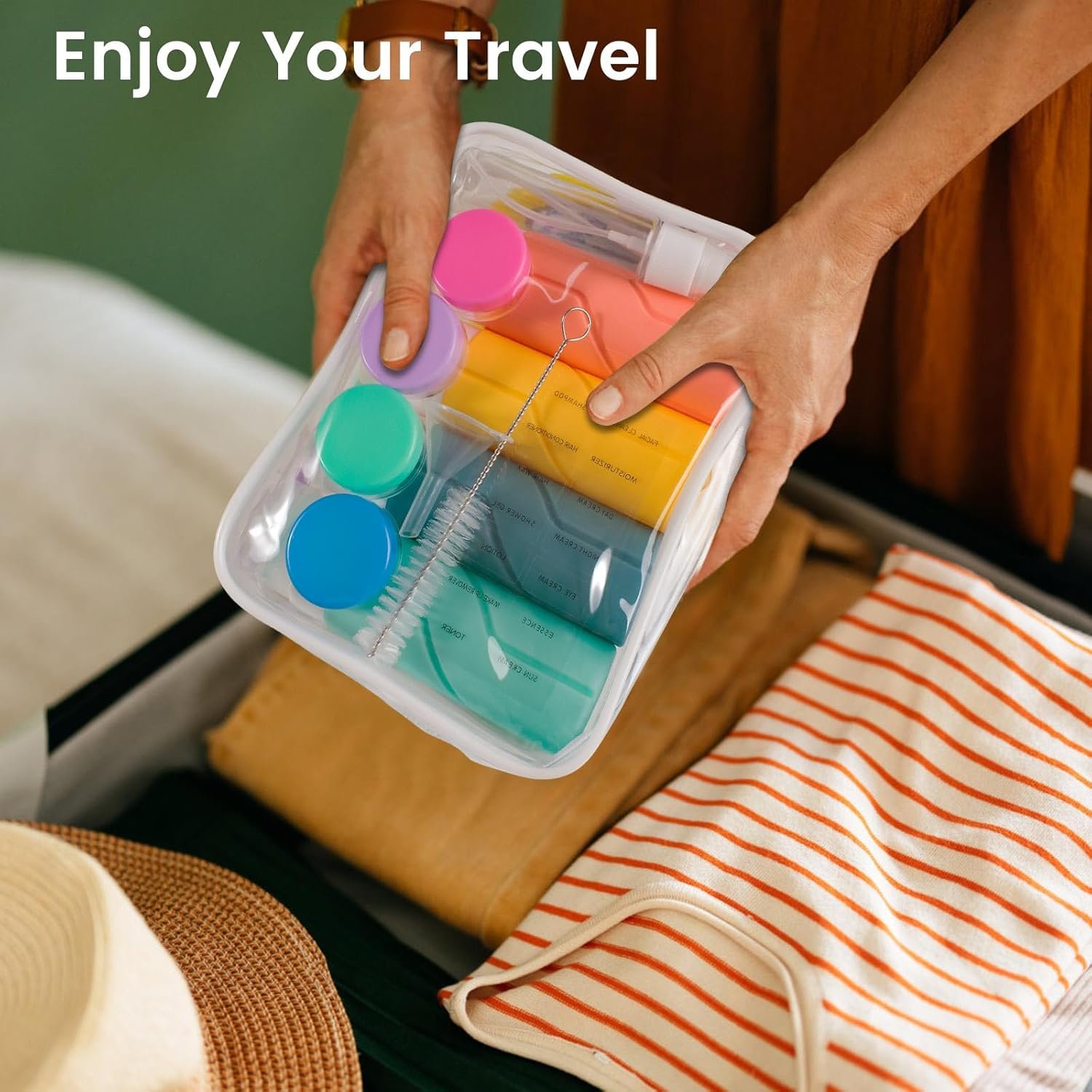 100mlX4 Botellas de Viaje Silicona - Botes Rellenables Viaje, 17 Pack Juego de Botellas Viaje para Champús Lociones y Artículos de Tocador, a Prueba de Fugas, FDA Certificado Sin BPA - Imagen 6