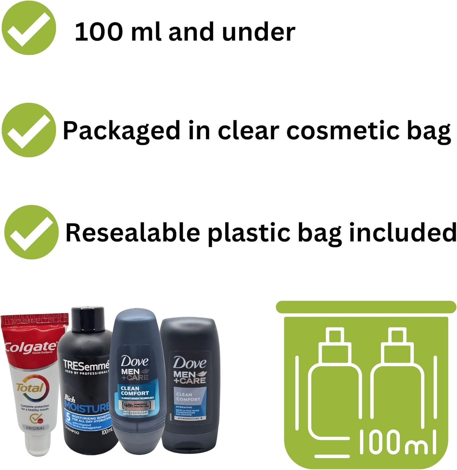 Mini juego de artículos de tocador de viaje para hombres, kit esencial de aseo para viajes, hospitales, estancias nocturnas, Clear, Bolsa de aseo de viaje - Imagen 4