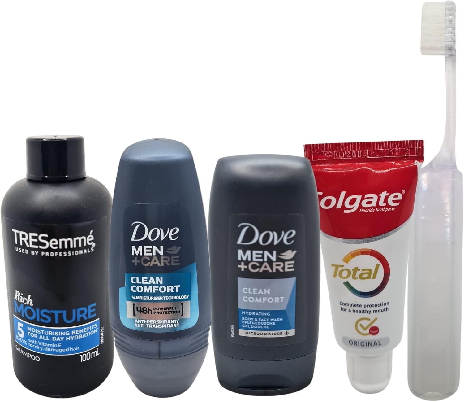 Mini juego de artículos de tocador de viaje para hombres, kit esencial de aseo para viajes, hospitales, estancias nocturnas, Clear, Bolsa de aseo de viaje - Imagen 2